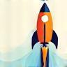 Icon representing career advancement with a rocket launching