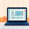 Icon representing flexible online learning on a laptop device